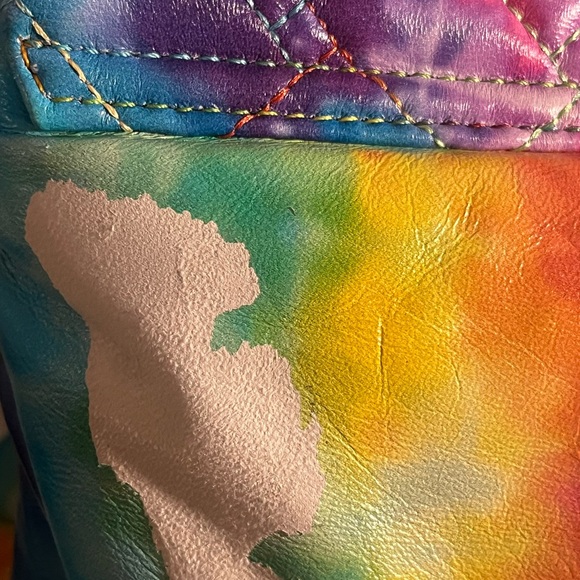 🌈 Kurt Geiger rainbow tie dye XL Kensington bag - one callout on back EUC - Picture 2 of 16